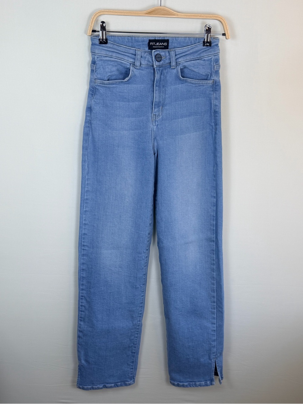 FITJEANS High Rise Straight Leg Jeans Slit Hem Small